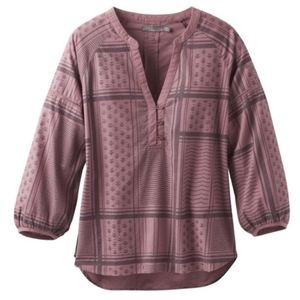 PRANA Elena Sante Fe Plaid Blouson Sleeve Top